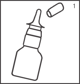 Illustration - how to use nasal spray - step 1
