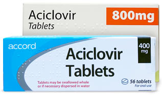 Aciclovir 400mg and 800mg tablets medicine packs