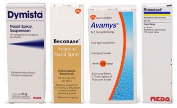 Steroid nasal spray and antihistamine