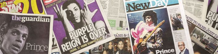 The death of Prince in newspaper headlines