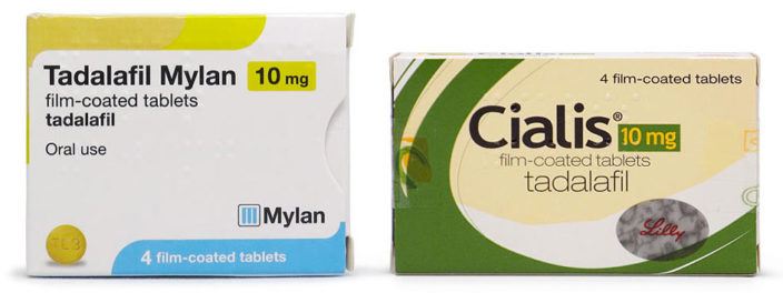 Photo of Generic 10mg tadalafil and branded 10mg Cialis medicine packs