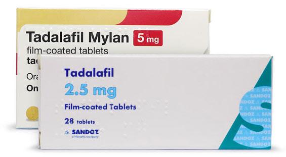 Photo of 2.5mg and 5mg generic tadalafil packs