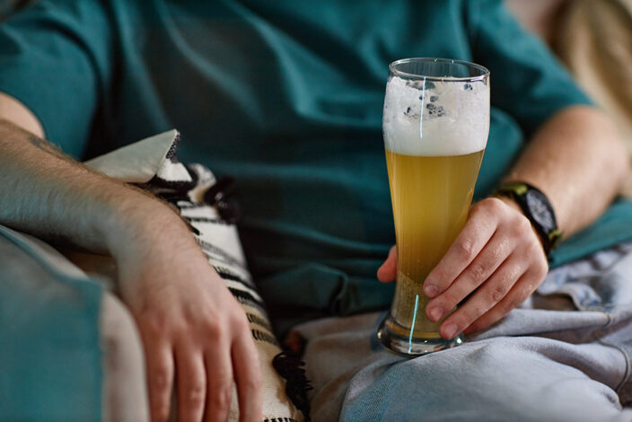 Man with an alcoholic drink